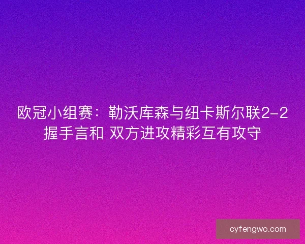 欧冠小组赛：勒沃库森与纽卡斯尔联2-2握手言和 双方进攻精彩互有攻守