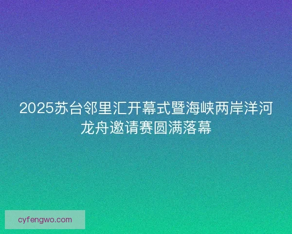 2025苏台邻里汇开幕式暨海峡两岸洋河龙舟邀请赛圆满落幕