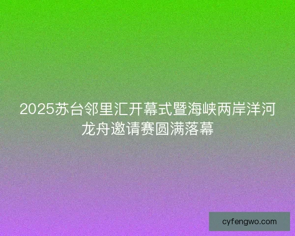 2025苏台邻里汇开幕式暨海峡两岸洋河龙舟邀请赛圆满落幕