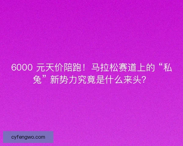 6000 元天价陪跑！马拉松赛道上的 “私兔” 新势力究竟是什么来头？